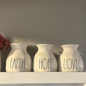 Rae Dunn Cream Vases Trio - Faith, Hope, Love